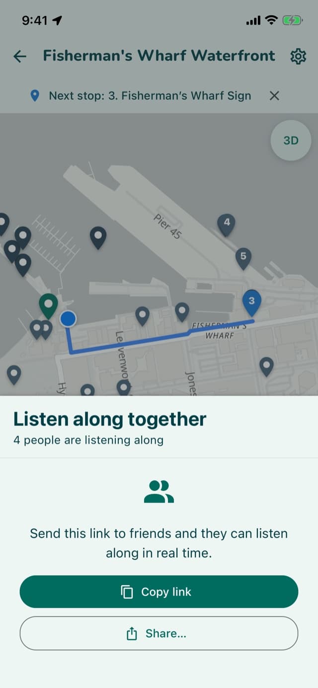 Sharing a tour so friends can listen along
